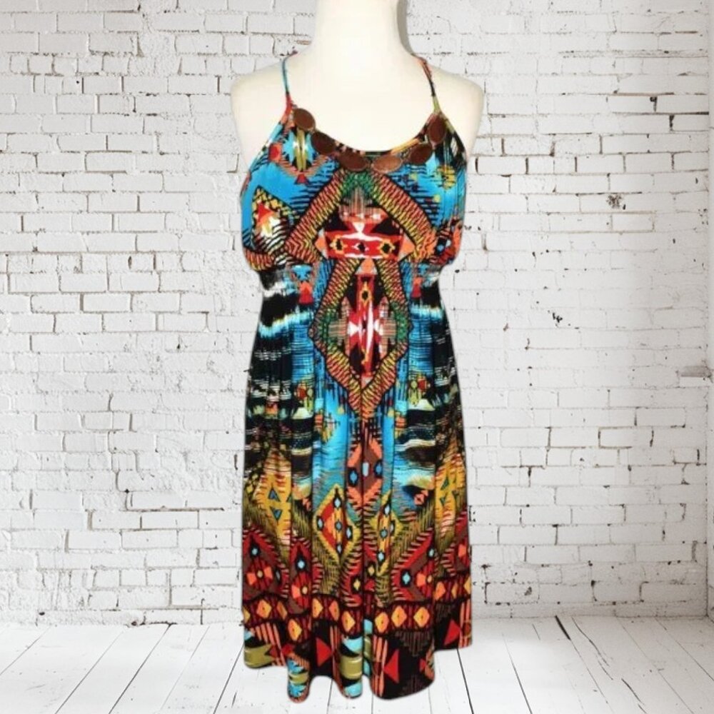 Bisou Bisou By Michele Bohbot Spaghetti Strap Wood Embellished Dress